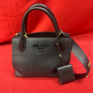 Prada Saffiano Medium Top Handle 2 Way Monochrome Tote