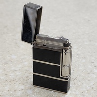ST Dupont Cigar Ligne 2 Lighter Palladium Plate & Black Chinese Lacquer Ping