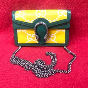 Gucci Green Yellow Leather GG Small Dionysus Bag