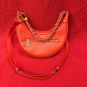 LOUIS VUITTON Rouge Calfskin Mini Embossed PM Loop M22594 Shoulder Crossbody Bag