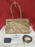 2025 Prada Calfskin Bonnie Travertine Large leather handbag - Open Box