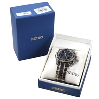 Seiko Solar Chronograph Black Dial Men's Watch SSC143 Brand New