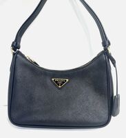 PRADA Re-Edition $2600 Black Saffiano Leather Mini Handbag Authentic