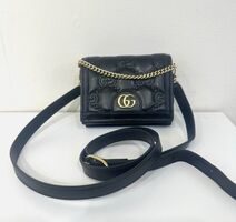 GUCCI GG Matelasse Chain Wallet Crossbody Bag Genuine