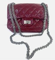Chanel Reissue 2.55 Flap Bag Quilted Crinkled Patent Leather -Dark Red