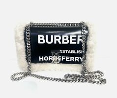 Burberry Lola Tb Horseferry Print Leather Shearling Shoulder Bag Women
