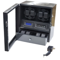 Leader 4 Watch Winder W/5 Watch Storage Space LCD Display Touch & Remote Control