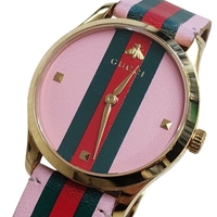 Gucci G-Timeless 126.4 38mm Pink Dial W/ Green-Red Web Stripe YA1264118