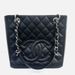 CHANEL Petite Shopping Tote Chain Hand Bag Quilted Black Caviar