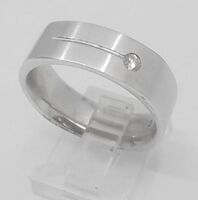 Gents 7.00mm Diamond 0.06cts SI1 H Ring 14k White Gold 11.1 Grams Size 9.75 